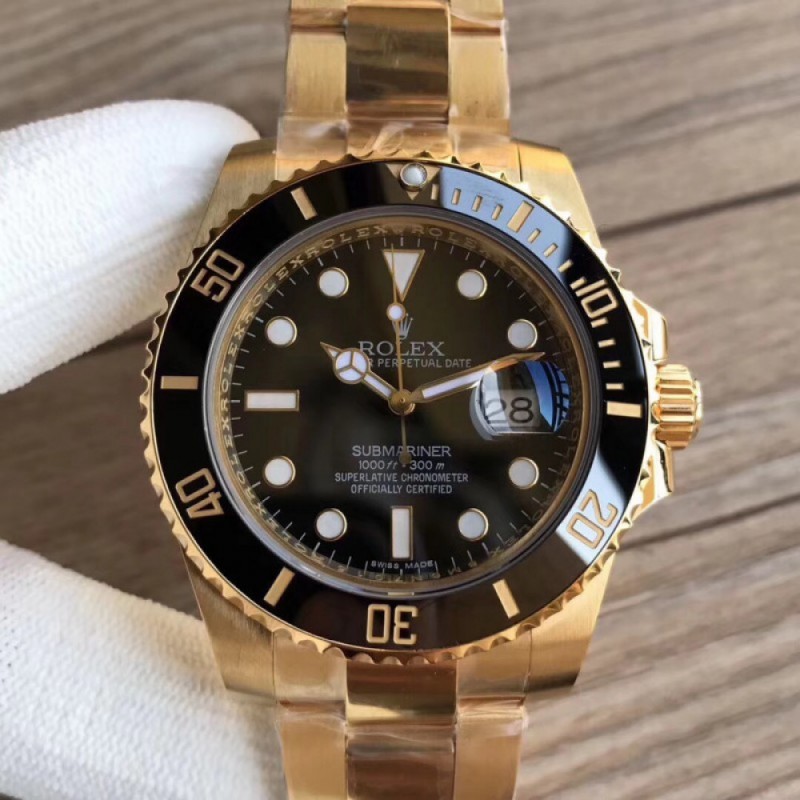 Replica Rolex Submariner Date 116618LN VR 18K Yellow Gold Wrapped Black Dial Swiss 2836-2