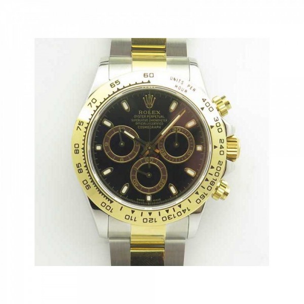 Replica Rolex Daytona Cosmograph 116503 BP Yellow Gold & Stainless Steel Black Dial Swiss 4130 Run 6@SEC