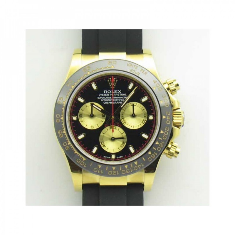 Replica Rolex Daytona Cosmograph 116518LN JH Yellow Gold Black Dial Swiss 4130 Run 6@SEC