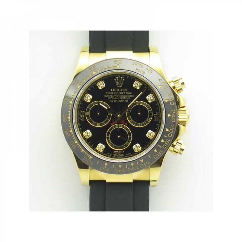 Replica Rolex Daytona Cosmograph 116518LN JH Yellow Gold Black Dial Swiss 4130 Run 6@SEC