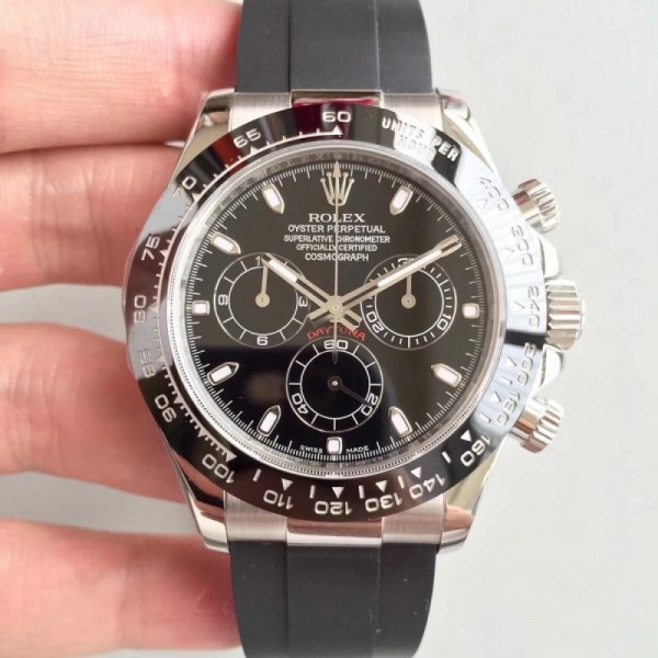 Replica Rolex Daytona Cosmograph 116519LN AR Stainless Steel 904L Black Dial Swiss 4130 Run 6@SEC