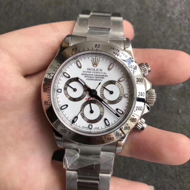 Replica Rolex Daytona Cosmograph 116520 N Stainless Steel White Dial Swiss 7750 Run 6@SEC