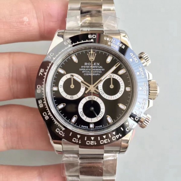 Replica Rolex Daytona Cosmograph 116500LN AR Stainless Steel 904L Black Dial Swiss 4130 Run 6@SEC