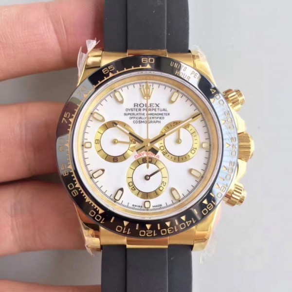 Replica Rolex Daytona Cosmograph 116518LN JH Yellow Gold White Dial Swiss 4130 Run 6@SEC