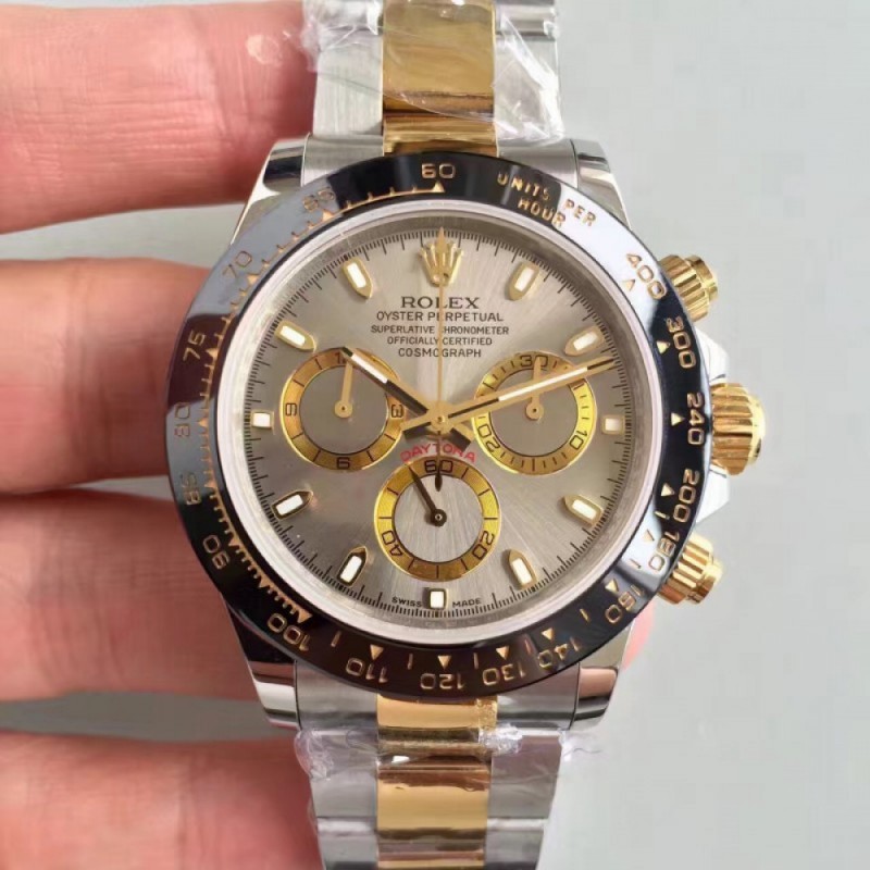 Replica Rolex Daytona Cosmograph 116519LN JH Yellow Gold & Stainless Steel Grey Dial Swiss 4130 Run 6@SEC