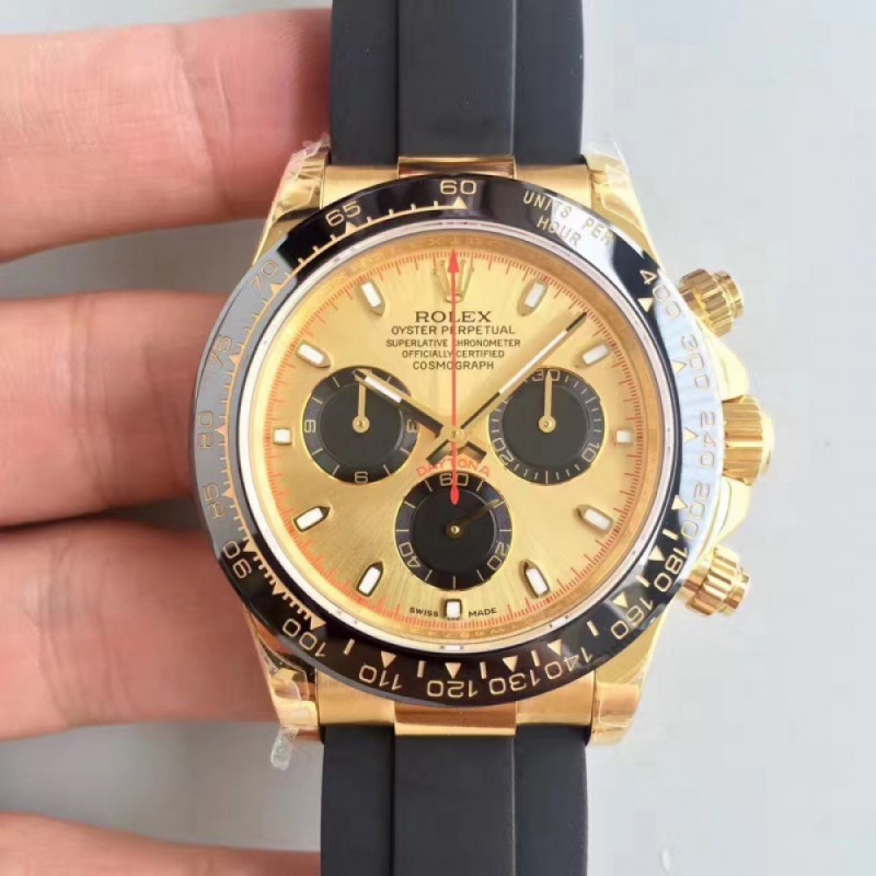 Replica Rolex Daytona Cosmograph 116518LN N Yellow Gold Champagne Dial Swiss 7750 Run 6@SEC