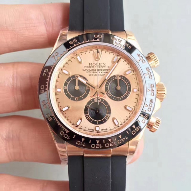 Replica Rolex Daytona Cosmograph 116515LN N Rose Gold Rose Gold Dial Swiss 7750 Run 6@SEC