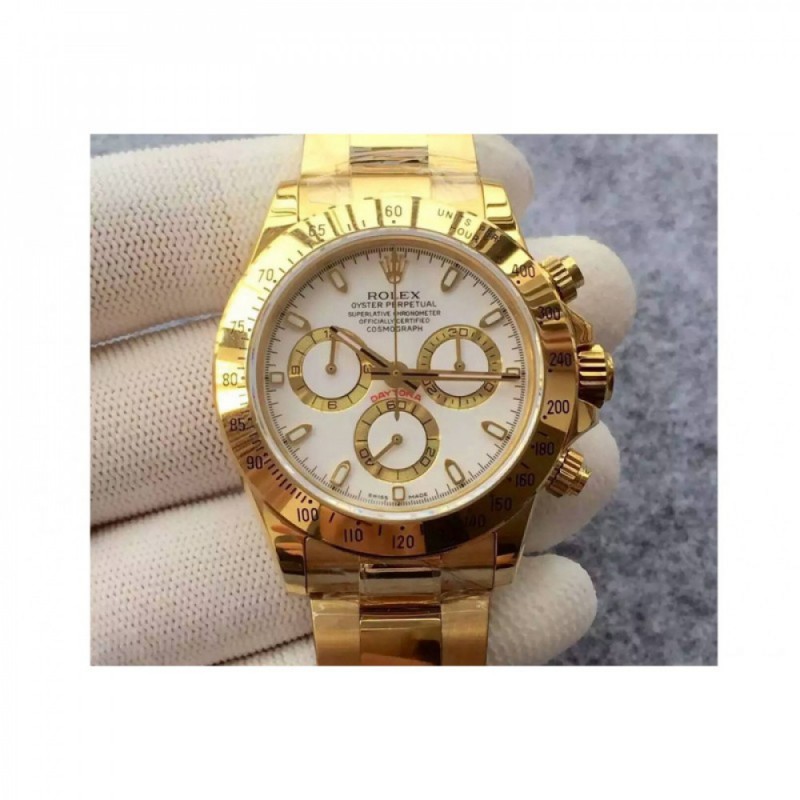 Replica Rolex Daytona Cosmograph 116508 JH Yellow Gold White Dial Swiss 4130 Run 6@SEC