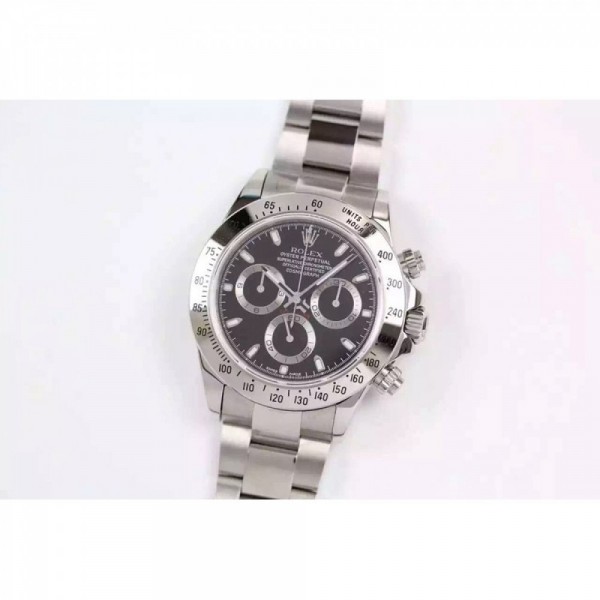 Replica Rolex Daytona Cosmograph 116520 JF Stainless Steel Black Dial Swiss 7750 Run 6@SEC