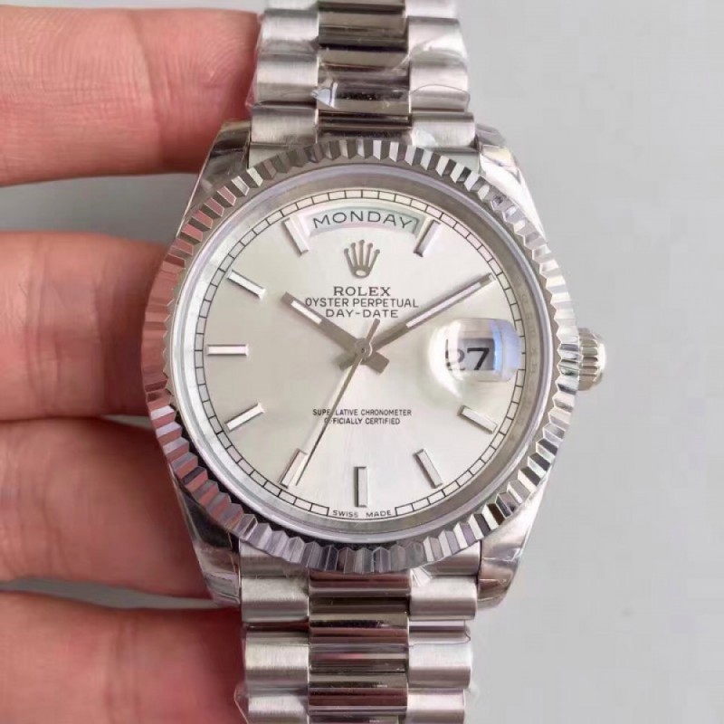 Replica Rolex Day-Date 40 228239 2018 EW Stainless Steel Rhodium Dial Swiss 3255