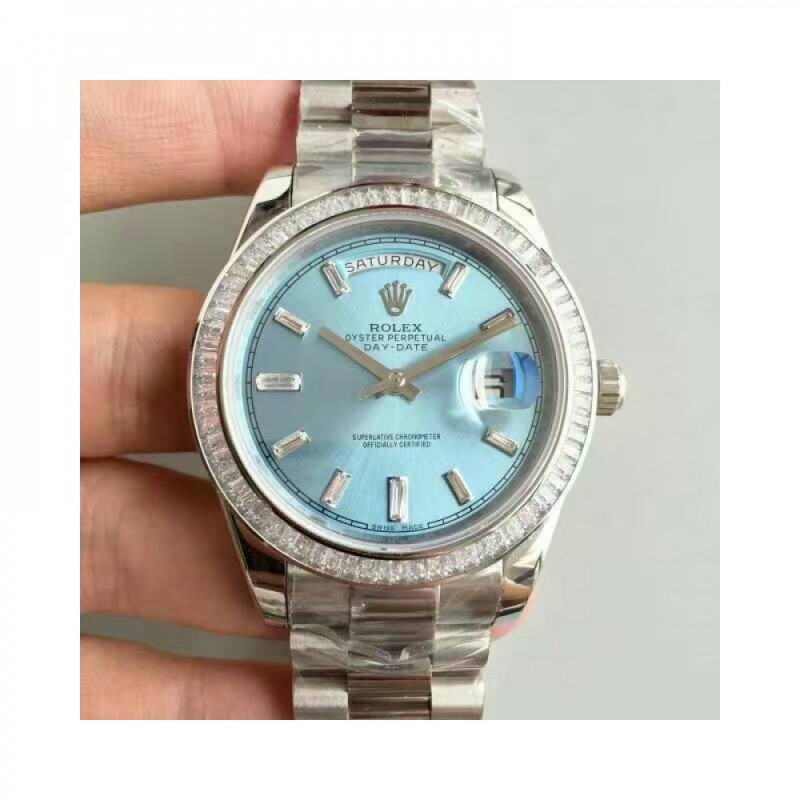 Replica Rolex Day-Date 40 228396TBR 40MM KW Stainless Steel & Diamonds Blue Dial Swiss 3255