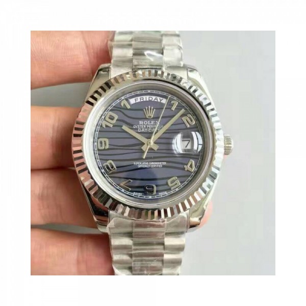 Replica Rolex Day-Date II 218239 41MM V6 Stainless Steel Blue Waves Dial Swiss 2836-2