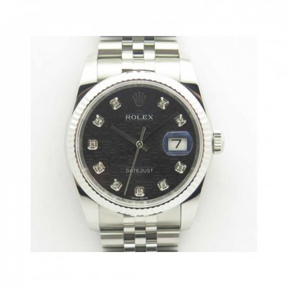 Replica Rolex Datejust 36MM 116234 DJ V2 Stainless Steel Black Anniversary Jubilee Dial Swiss 3135