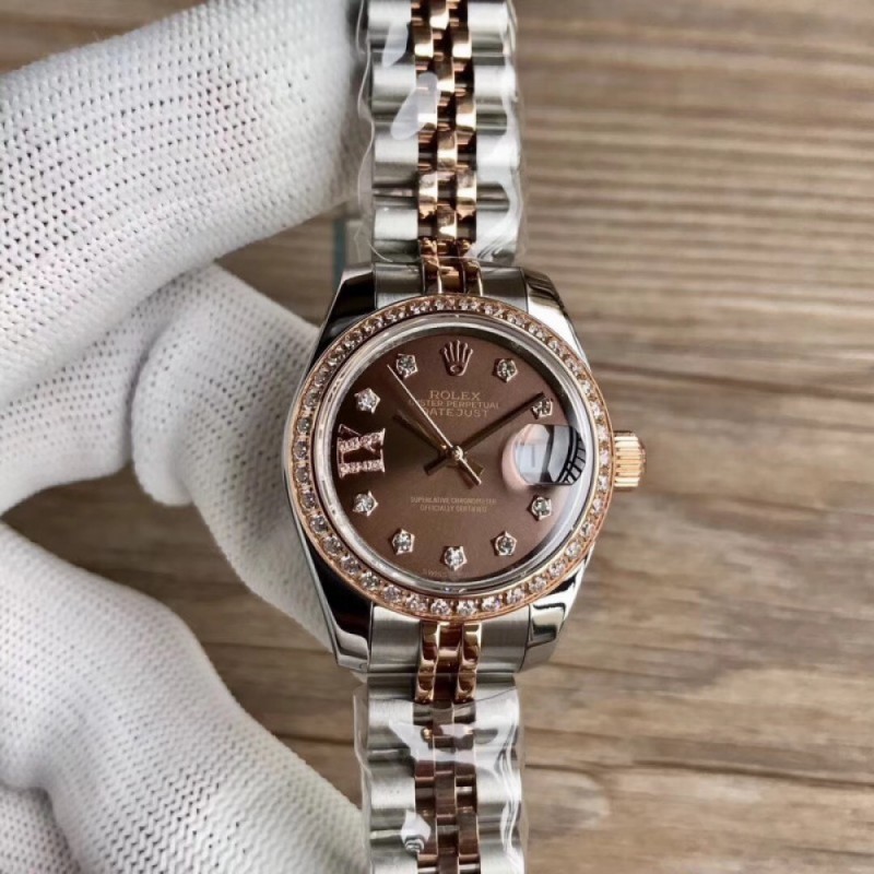 Replica Rolex Lady Datejust 28 279381RBR 28MM WF Stainless Steel & Rose Gold Chocolate Dial Swiss 2671