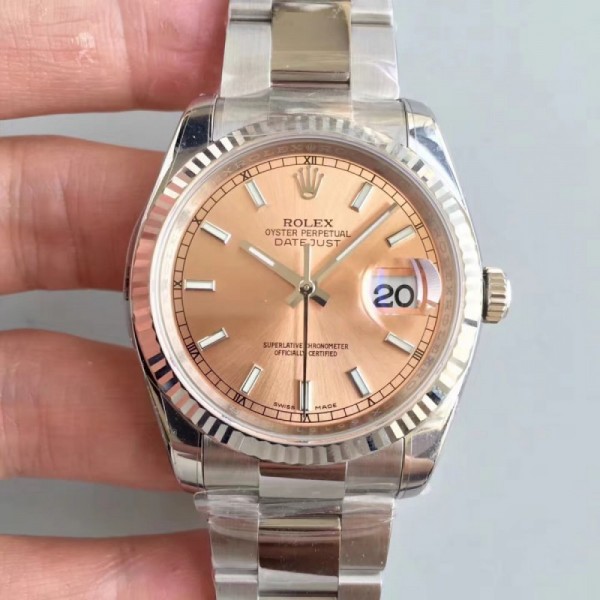 Replica Rolex Datejust 36MM 116234 AR Stainless Steel 904L Rose Gold Dial Swiss 3135