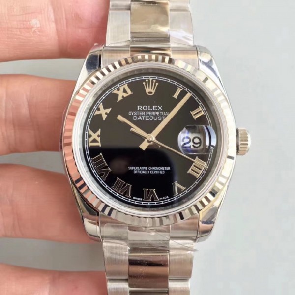 Replica Rolex Datejust 36MM 116234 AR Stainless Steel 904L Black Dial Swiss 3135