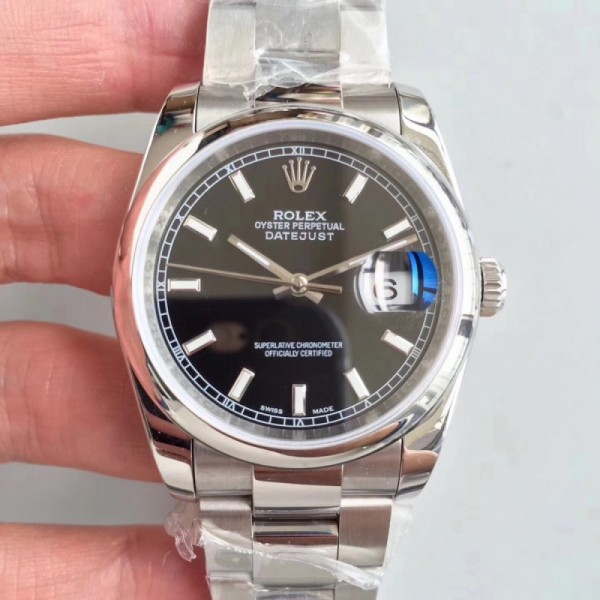 Replica Rolex Datejust 36MM 116234 MIT Stainless Steel 904L Black Dial Swiss 3135