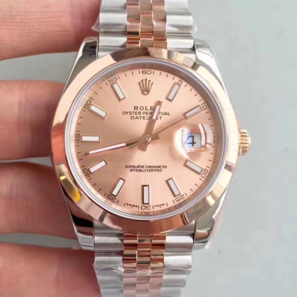 Replica Rolex Datejust II 116333 41MM N Stainless Steel & 18K Rose Gold Wrapped Pink Dial Swiss 3235