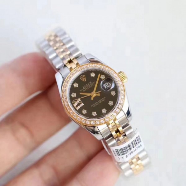 Replica Rolex Lady Datejust 28 279383RBR 28MM N Stainless Steel & Yellow Gold Black Dial Swiss 2671