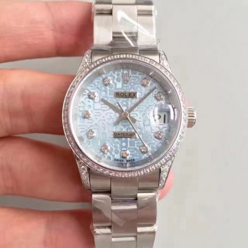 Replica Rolex Datejust 31 178159 31MM JF Stainless Steel & Diamonds Blue Dial Swiss 2836-2