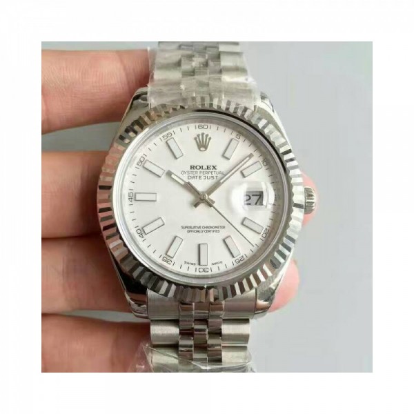 Replica Rolex Datejust II 116334 41MM NF Stainless Steel White Dial Swiss 2836-2