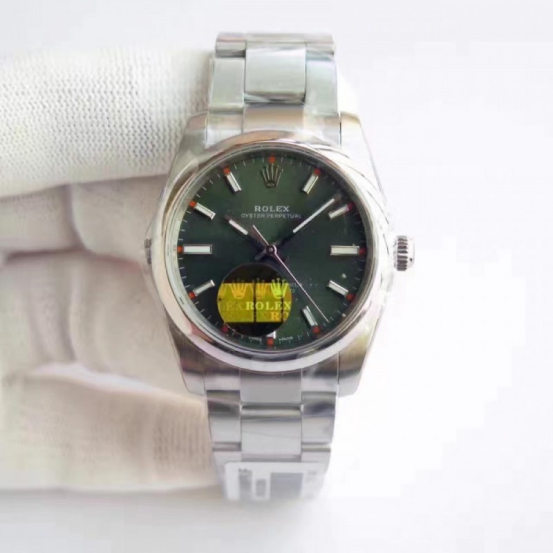 Replica Rolex Oyster Perpetual 34 114300 2018 UB Stainless Steel Green Dial Swiss 2836-2