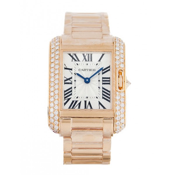 UK Rose Gold set with Diamonds Cartier Replica Tank Anglaise WT100002-30 MM