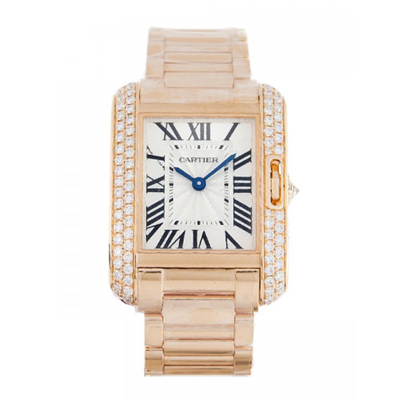 UK Rose Gold set with Diamonds Cartier Replica Tank Anglaise WT100002-30 MM