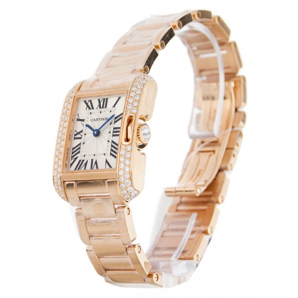 UK Rose Gold set with Diamonds Cartier Replica Tank Anglaise WT100002-30 MM