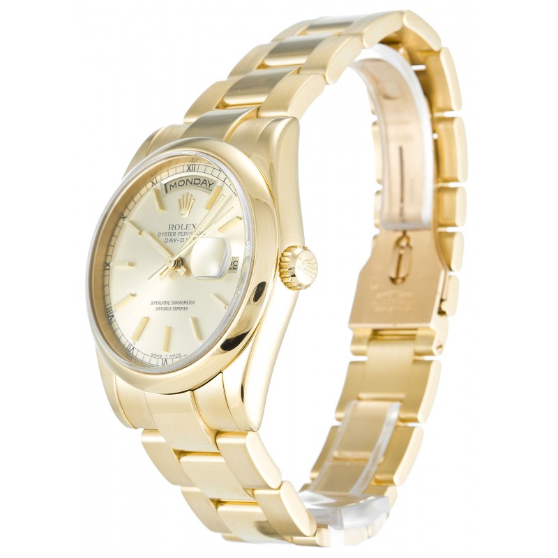 UK Yellow Gold Best Rolex Replica Day-Date 118208-36 MM