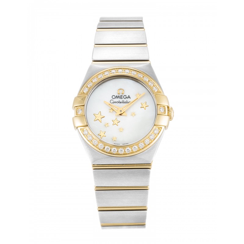 UK Steel & Yellow Gold set with Diamonds Omega Replica Constellation Ladies 123.25.24.60.05.001-24 MM