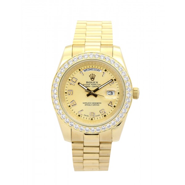 UK Yellow Gold set with Diamonds Rolex Replica Day-Date II 218348-41 MM