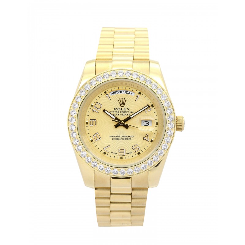 UK Yellow Gold set with Diamonds Rolex Replica Day-Date II 218348-41 MM