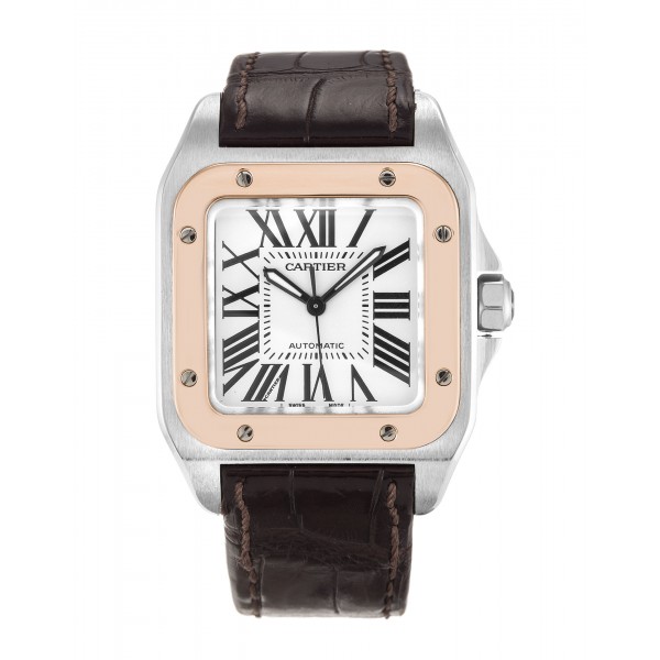 UK Steel & Rose Gold Cartier Replica Santos 100 W20107X7-33 MM