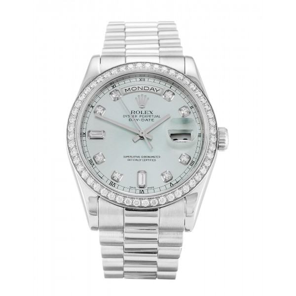 UK Platinum set with Diamonds Rolex Replica Day-Date 118346-36 MM