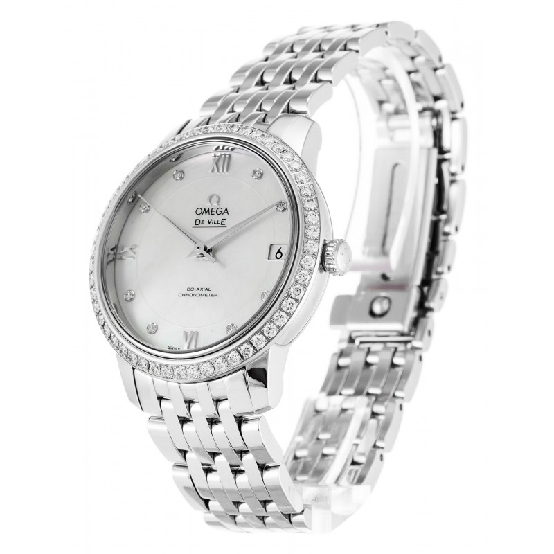 UK Steel set with Diamonds Omega Replica De Ville Prestige 424.15.33.20.55.001-32 MM