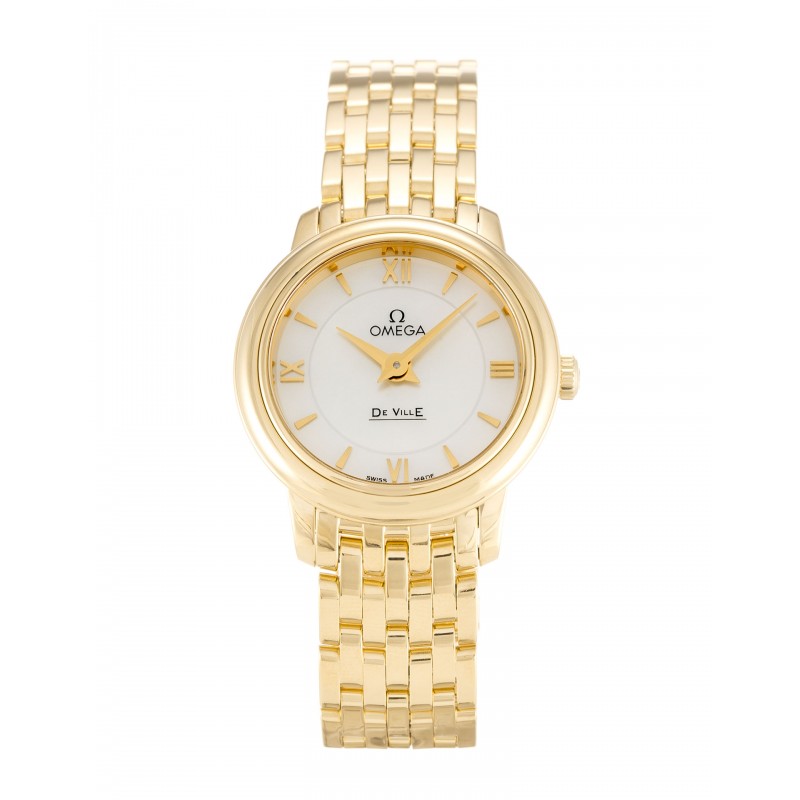 UK Yellow Gold Omega Replica De Ville Prestige 424.50.24.60.05.001-23 MM