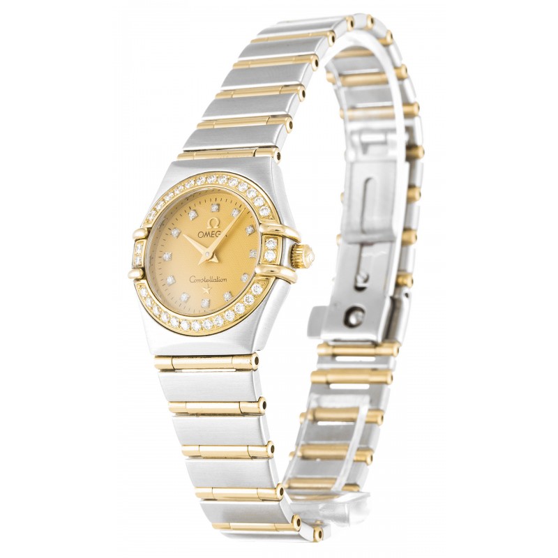 UK Steel & Yellow Gold set with Diamonds Omega Replica Constellation Mini 1267.15.00-22.5 MM