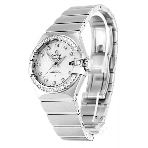 UK Steel set with Diamonds Omega Replica Constellation Ladies 123.15.27.20.55.001-27 MM