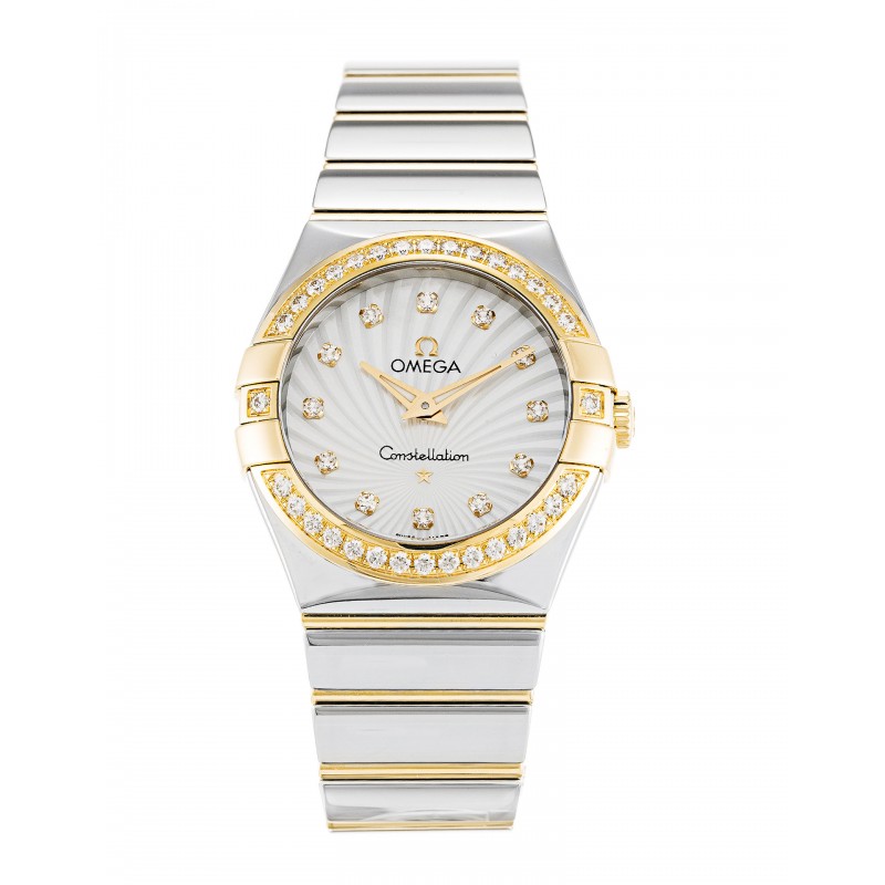 UK Steel & Yellow Gold set with Diamonds Omega Replica Constellation Ladies 123.25.27.60.55.008-27 MM