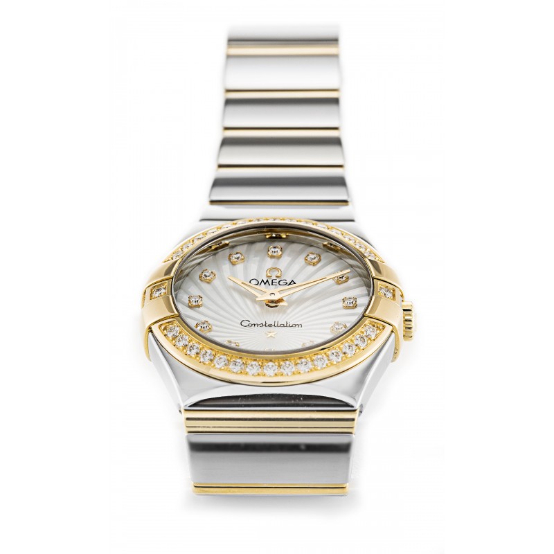 UK Steel & Yellow Gold set with Diamonds Omega Replica Constellation Ladies 123.25.27.60.55.008-27 MM