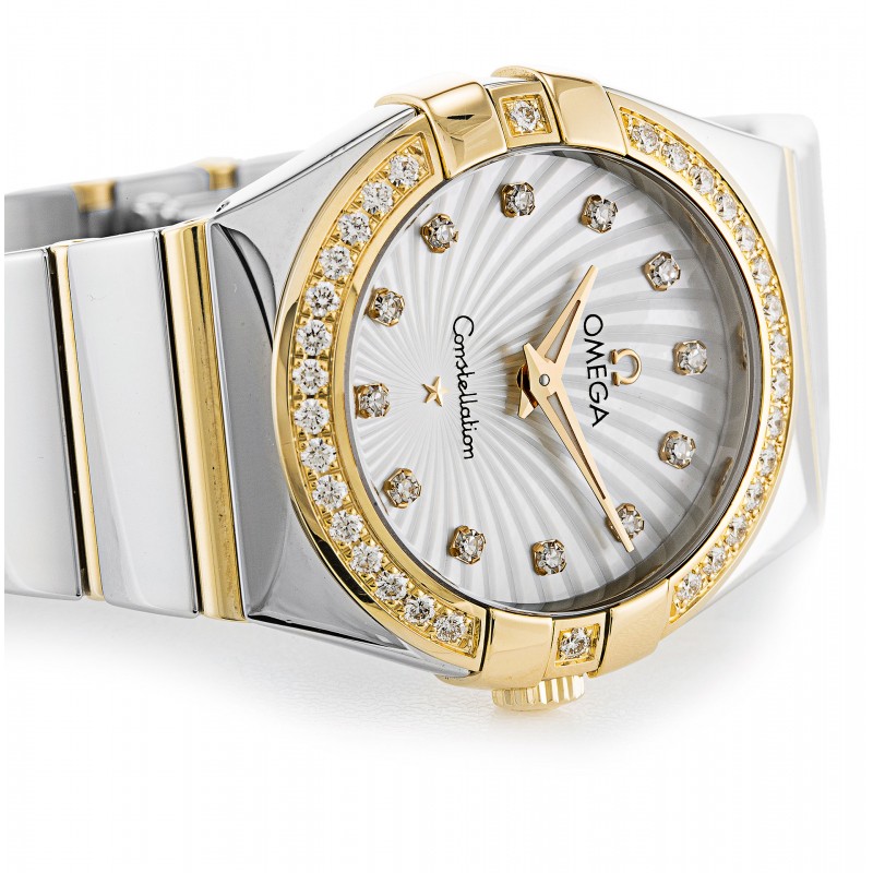 UK Steel & Yellow Gold set with Diamonds Omega Replica Constellation Ladies 123.25.27.60.55.008-27 MM