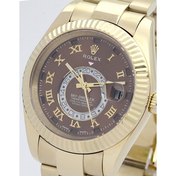 UK Yellow Gold Rolex Replica Sky-Dweller 326938-42 MM