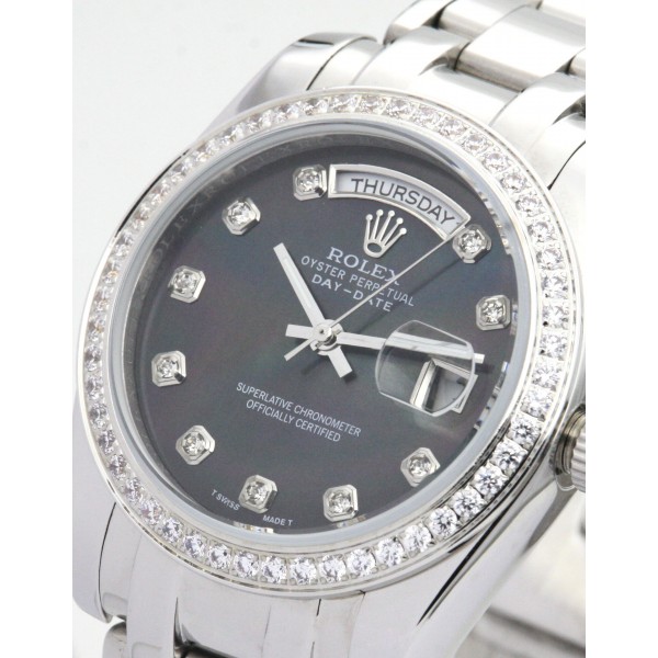 UK Platinum set with Diamonds Rolex Replica Day-Date 118346-36 MM