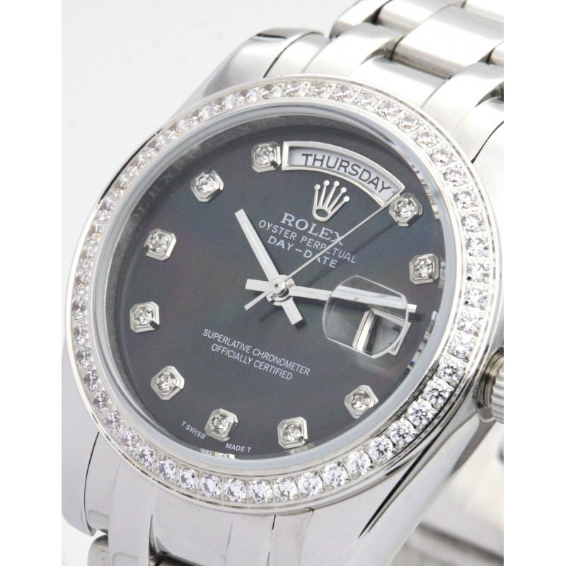 UK Platinum set with Diamonds Rolex Replica Day-Date 118346-36 MM