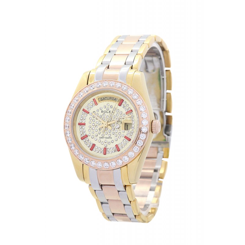 UK Rose gold and Yellow gold with Diamonds Rolex Replica Day-Date-36 MM